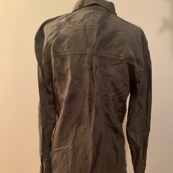 NWoT - Rails Ingrid Raw Button-Front Shirt - Olive Black Tie-Dye (S) - Picture 5 of 7